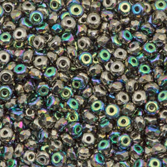 True 2 - 2x3mm Fire Polished Faceted Micro Spacers - Nickle Plate AB - 100 pcs