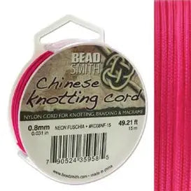Knot-it - Beading Cord - 0.8mm - 15 Metre Roll - Neon Fuchsia