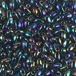 Miyuki Long Drops - 3 x 5.5mm - Metallic Blue Iris Varigated - 10 grams