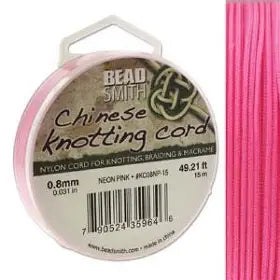 Knot-it - Beading Cord - 0.8mm - 15 Metre Roll - Neon Pink
