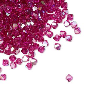 PRECIOSA 4mm Bicones - Fuchsia AB - 144 pcs ( 1 gross)