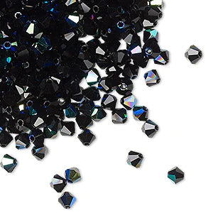 PRECIOSA 3mm Bicones - Jet AB - 144 pcs ( 1 gross)