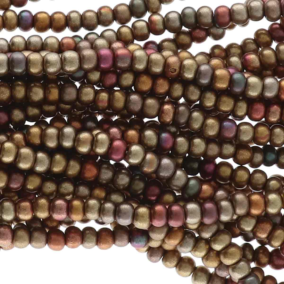 Preciosa #11 Seed Bead Hanks - Dark Gold Rainbow - 18 grams