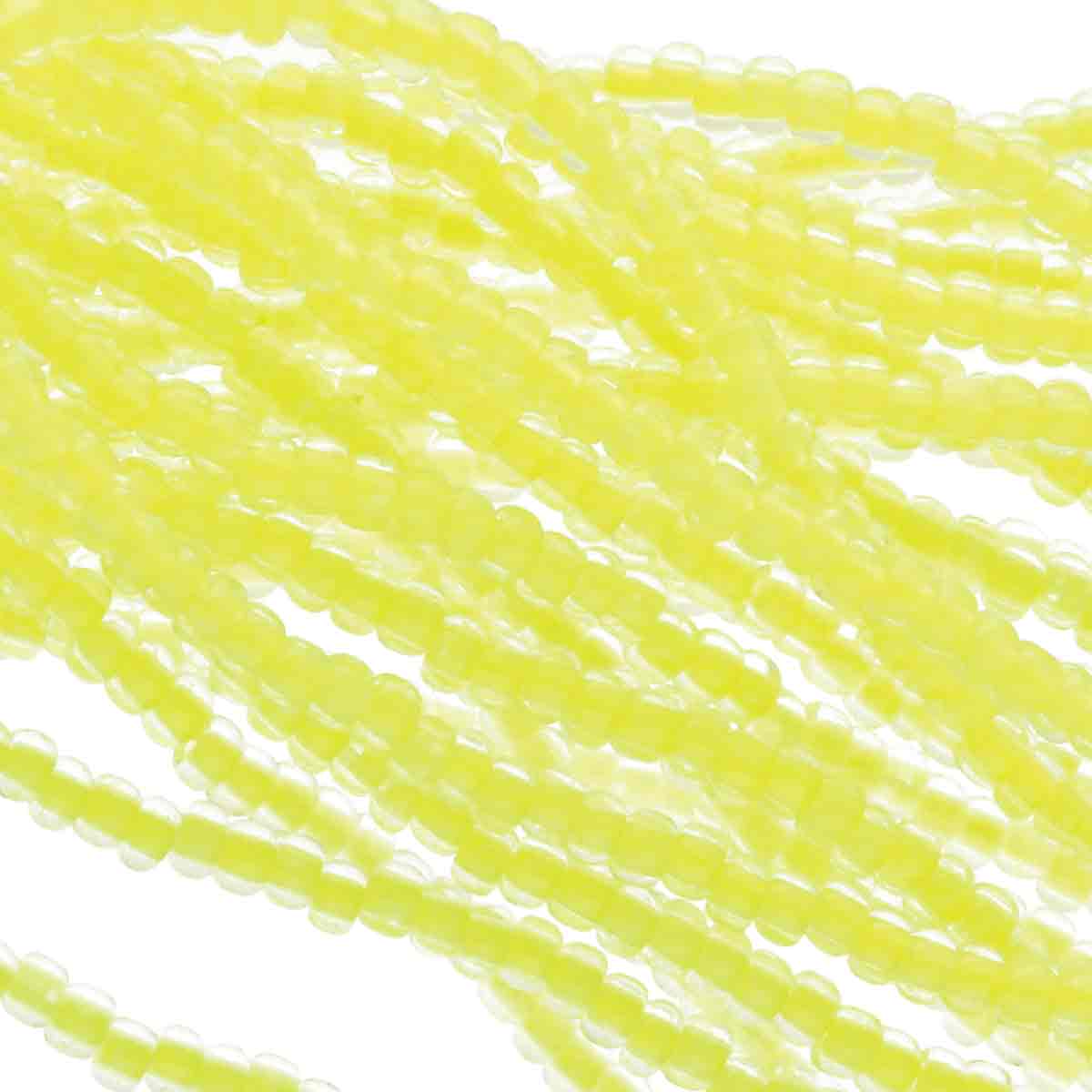 Preciosa #11 Seed Bead Hanks - Crystal Neon Yellow Lined - 18 grams