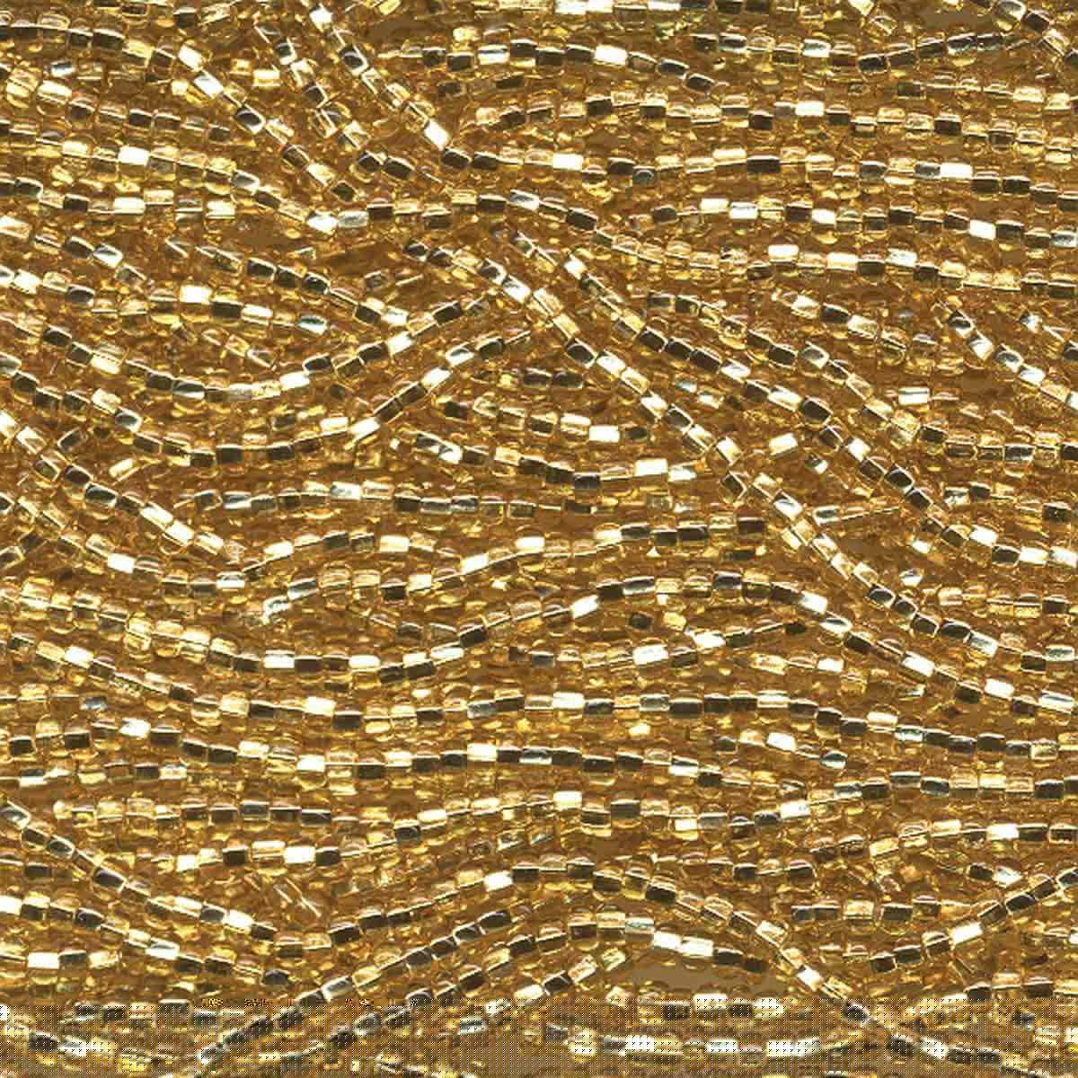 Preciosa #11 Seed Bead Hanks - Straw Gold Silver Lined - 18 grams