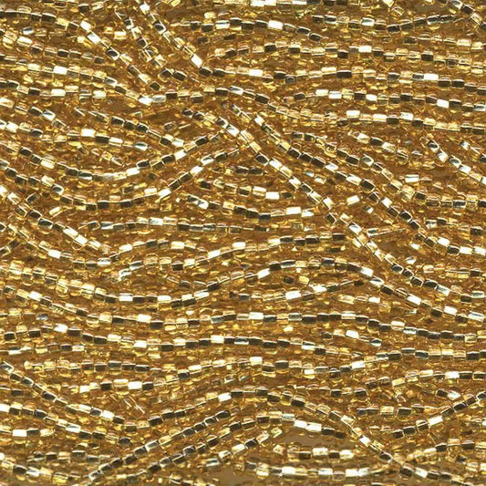 Preciosa #11 Seed Bead Hanks - Straw Gold Silver Lined - 18 grams