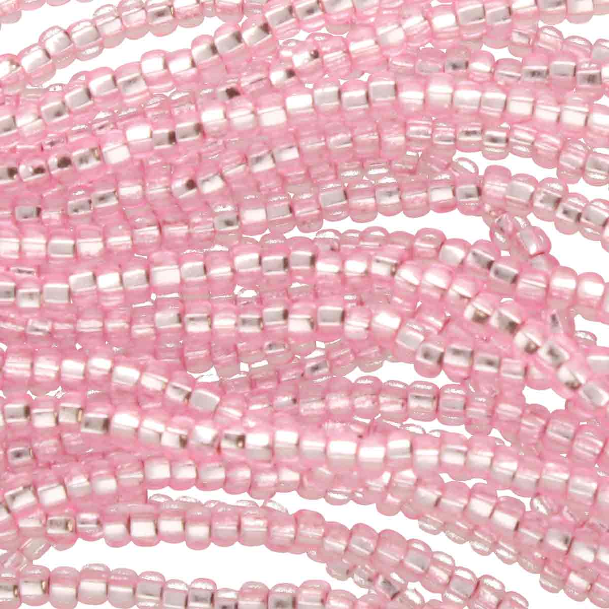 Preciosa #11 Seed Bead Hanks - Pink Dyed Silver Lined - 18 grams