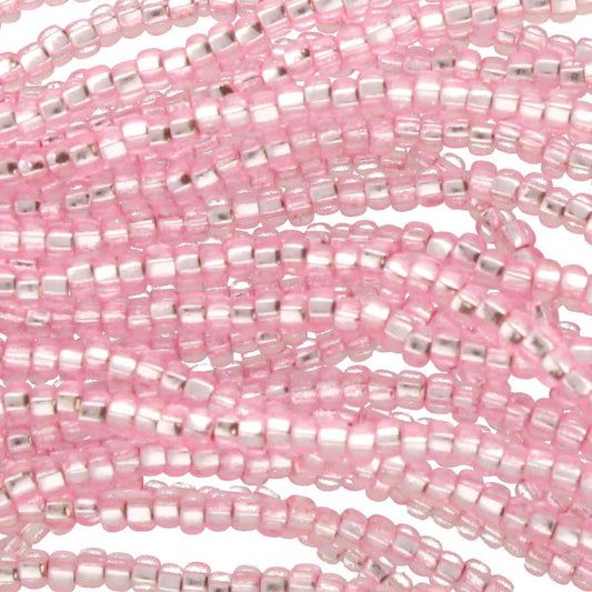 Preciosa #11 Seed Bead Hanks - Pink Dyed Silver Lined - 18 grams