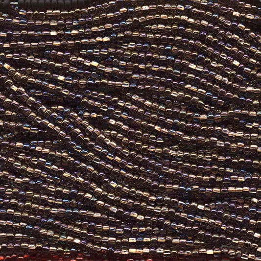 Preciosa #11 Seed Bead Hanks - Black Diamond Copper Lined AB - 18 grams approx