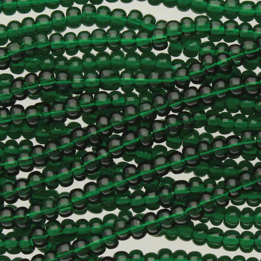 Preciosa #11 Seed Bead Hanks - Dark Green Transparent - 18 grams approx