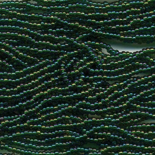 Preciosa #11 Seed Bead Hanks - Green Transparent AB - 18 grams