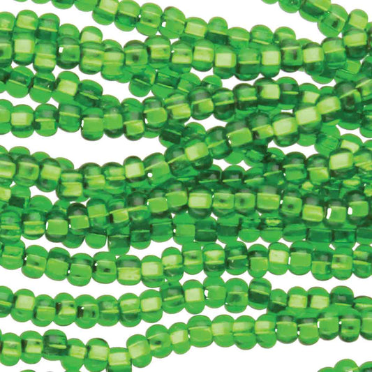 Preciosa #11 Seed Bead Hanks - Medium Green Silver Lined - 18 grams