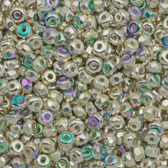 True 2 - 2x3mm Fire Polished Faceted Micro Spacers - 999 Fine Silver Plate AB - 100 pcs