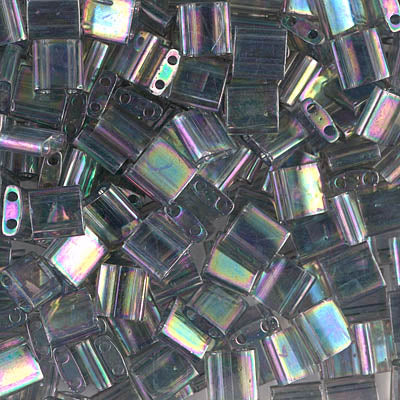 MIYUKI Full Tila Bead - TL2440D Dark Transparent Grey Rainbow Luster - 10 gms
