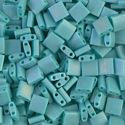 MIYUKI Full Tila Bead - TL412FR Opaque Turquoise Green AB - 10 gms