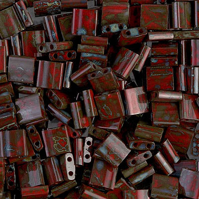 MIYUKI Full Tila Bead - TL4521 Opaque Red Picasso - 10 gms