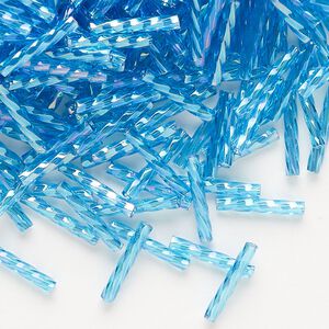 Matsuno 12mm Twisted Bugles - Transparent Rainbow Aqua - 10 grams