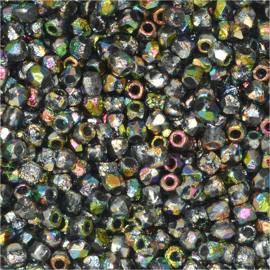 True 2 - 2mm Fire Polished Faceted Rounds - Etched Full Vitrail - 100 pcs