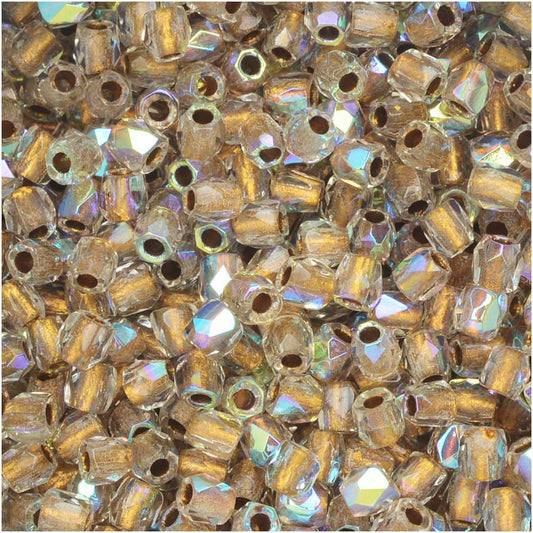 True 2 - 2mm Fire Polished Faceted Rounds - Bronze Lined AB - 100 pcs