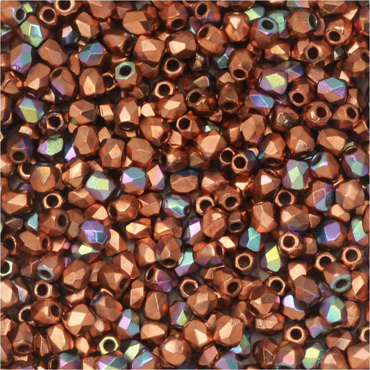 True 2 - 2mm Fire Polished Faceted Rounds - Copper Plate AB - 100 pcs