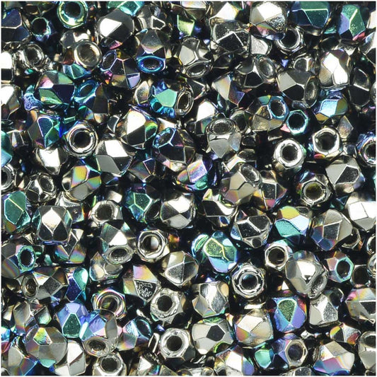 True 2 - 2mm Fire Polished Faceted Rounds - Nickle Plate AB - 100 pcs