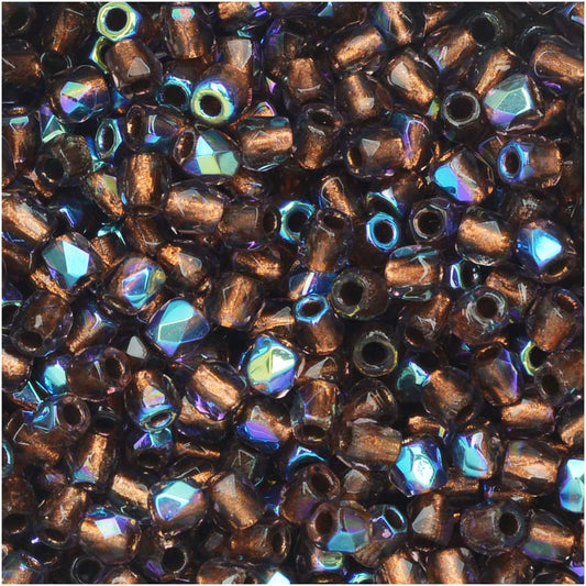 True 2 - 2mm Fire Polished Faceted Rounds - Light Amethyst Copper Lined Rainbow AB - 100 pcs