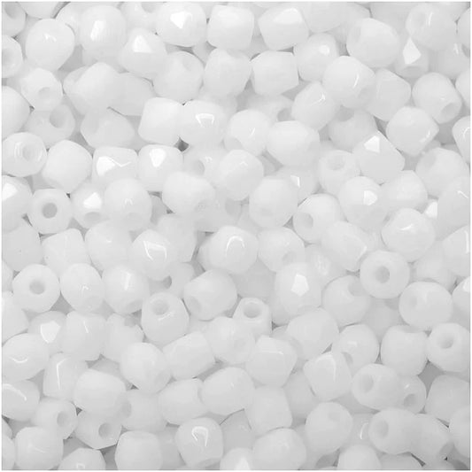 True 2 - 2mm Fire Polished Faceted Rounds - Chalk White - 100 pcs