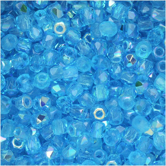 True 2 - 2mm Fire Polished Faceted Rounds - Aqua AB - 100 pcs