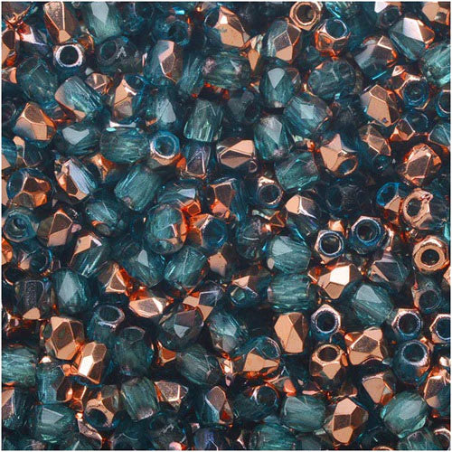 True 2 - 2mm Fire Polished Faceted Rounds - Aqua Capri Gold - 100 pcs
