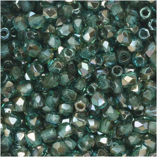 True 2 - 2mm Fire Polished Faceted Rounds - Aqua Celsian - 100 pcs