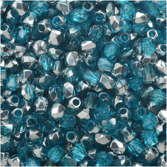 True 2 - 2mm Fire Polished Faceted Rounds - Aqua Labrador - 100 pcs