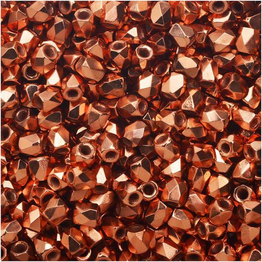 True 2 - 2mm Fire Polished Faceted Rounds - Copper Plate - 100 pcs