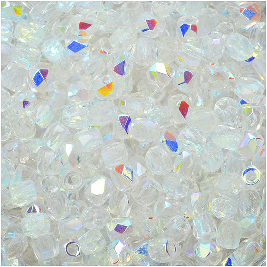 True 2 - 2mm Fire Polished Faceted Rounds - Crystal AB - 100 pcs