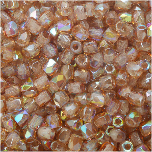 True 2 - 2mm Fire Polished Faceted Rounds - Brown Rainbow - 100 pcs