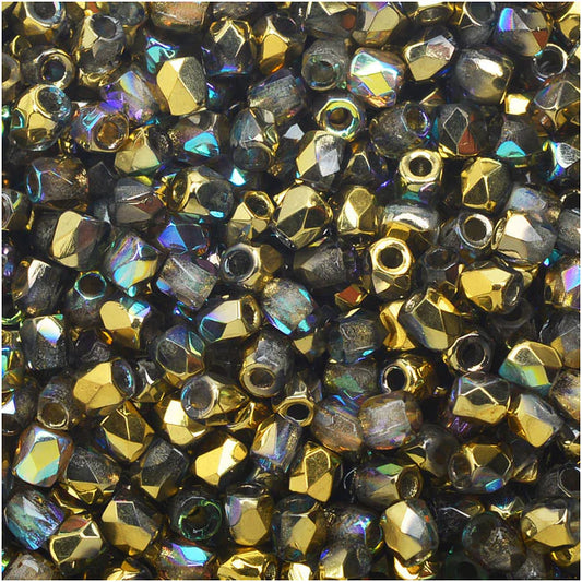 True 2 - 2mm Fire Polished Faceted Rounds - Crystal Gold Rainbow - 100 pcs