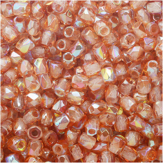 True 2 - 2mm Fire Polished Faceted Rounds - Orange Rainbow - 100 pcs