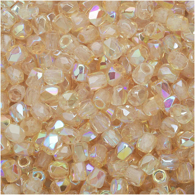 True 2 - 2mm Fire Polished Faceted Rounds - Yellow Rainbow - 100 pcs
