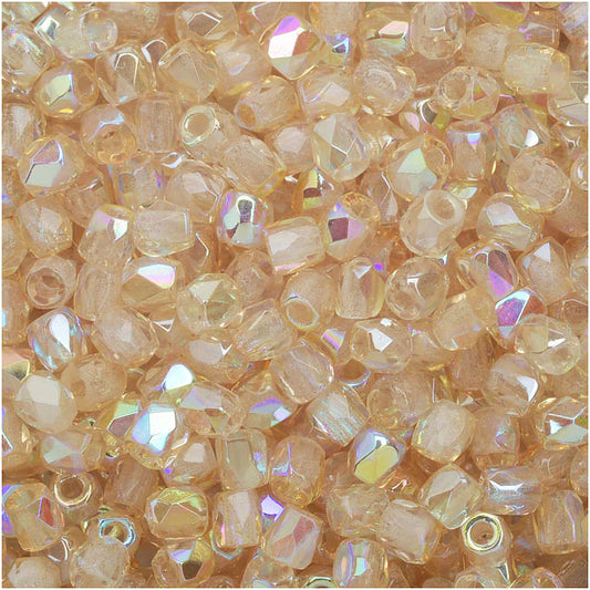 True 2 - 2mm Fire Polished Faceted Rounds - Yellow Rainbow - 100 pcs