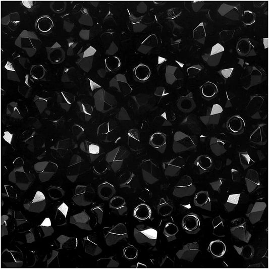 True 2 - 2mm Fire Polished Faceted Rounds - Jet - 100 pcs