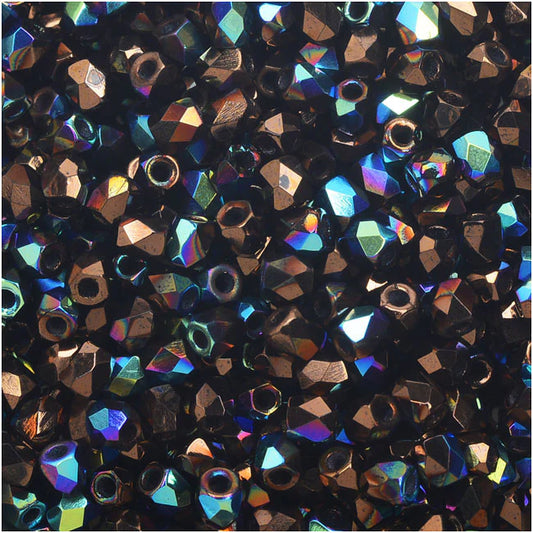 True 2 - 2mm Fire Polished Faceted Rounds - Jet Bronze AB - 100 pcs