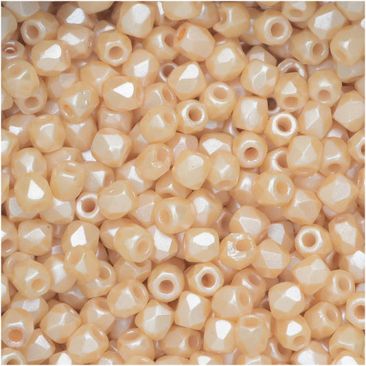 True 2 - 2mm Fire Polished Faceted Rounds - Pastel Cream - 100 pcs