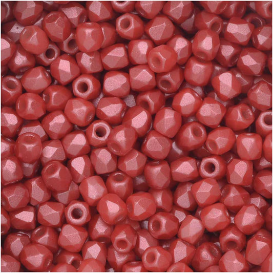 True 2 - 2mm Fire Polished Faceted Rounds - Pastel Dark Coral - 100 pcs