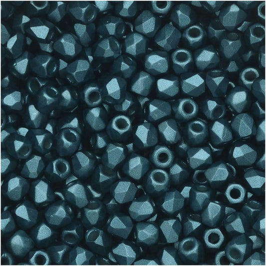 True 2 - 2mm Fire Polished Faceted Rounds - Pastel Petrol - 100 pcs