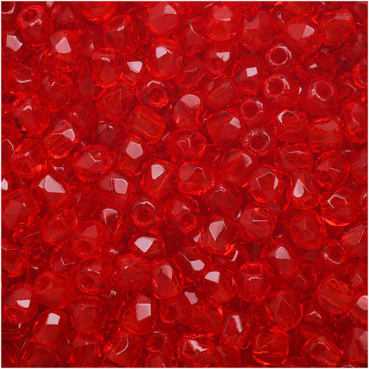 True 2 - 2mm Fire Polished Faceted Rounds - Siam - 100 pcs