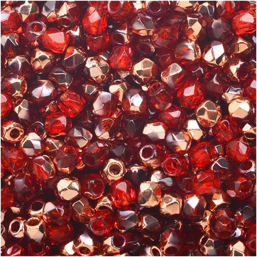 True 2 - 2mm Fire Polished Faceted Rounds - Siam Capri Gold - 100 pcs
