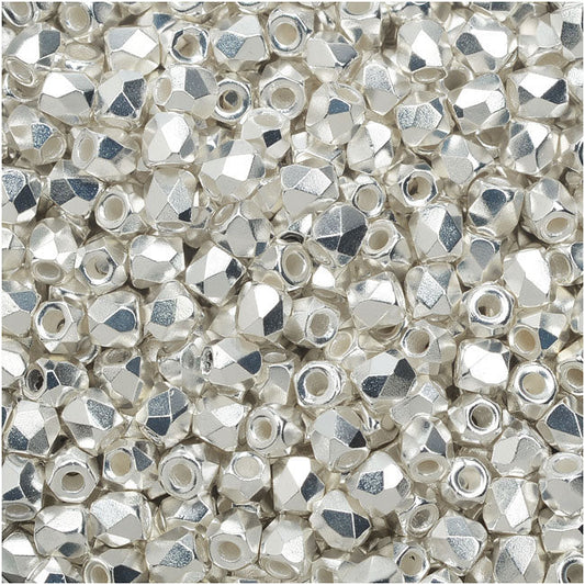 True 2 - 2mm Fire Polished Faceted Rounds - 999 Fine Silver Plate - 100 pcs