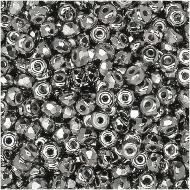 True 2 - 2x3mm Fire Polished Faceted Micro Spacers - Nickle Plate - 100 pcs