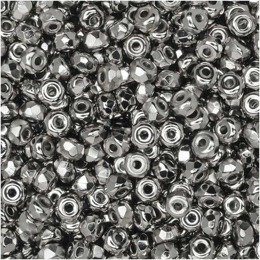 True 2 - 2x3mm Fire Polished Faceted Micro Spacers - Nickle Plate - 100 pcs
