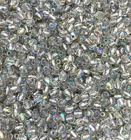 True 2 - 2mm Fire Polished Faceted Rounds - Silver Lined Crystal AB - 100 pcs