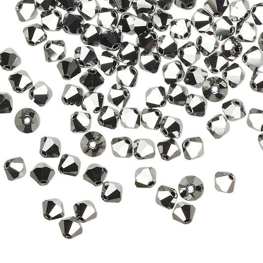 PRECIOSA 3mm Bicones - Jet Light Hematite Full Coat - 144 pcs ( 1 gross)